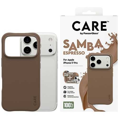 CARE by PanzerGlass Ftok, szürkeionable Samba MagSafe iPhone 17 Pro tok, barna