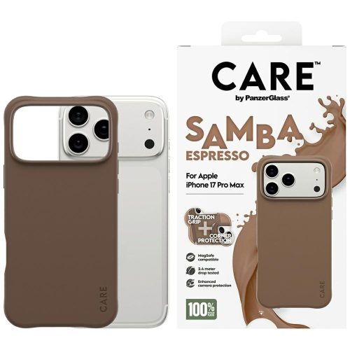CARE by PanzerGlass Ftok, szürkeionable Samba MagSafe iPhone 17 Pro Max tok, barna