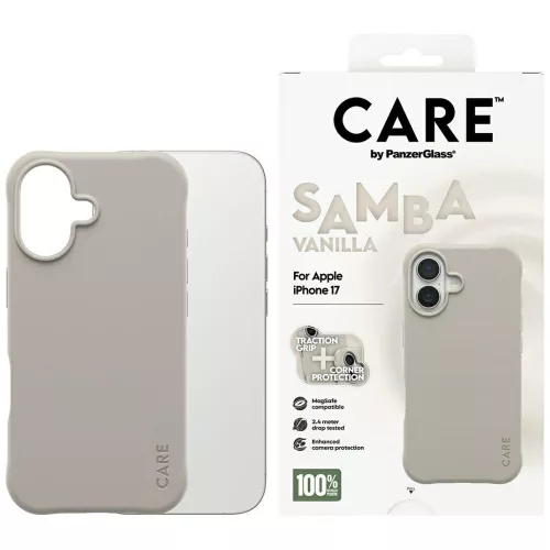 CARE by PanzerGlass Ftok, szürkeionable Samba MagSafe iPhone 17 tok, vanília