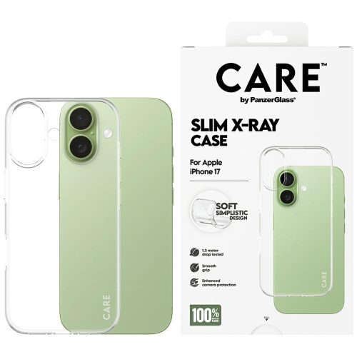 CARE by PanzerGlass Ftok, szürkeionable X-Ray Soft Basic iPhone 17 tok, átlátszó