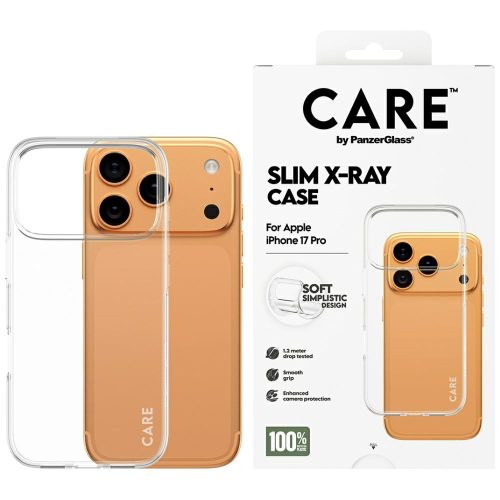 CARE by PanzerGlass Ftok, szürkeionable X-Ray Soft Basic iPhone 17 Pro tok, átlátszó