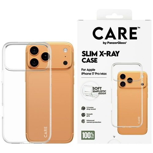 CARE by PanzerGlass Ftok, szürkeionable X-Ray Soft Basic iPhone 17 Pro Max tok, átlátszó
