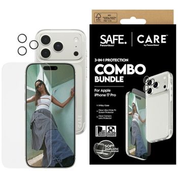   CARE by PanzerGlass Ftok, szürkeionable Combo 3in1 Case + Glass + Lens iPhone 17 Pro tok, átlátszó