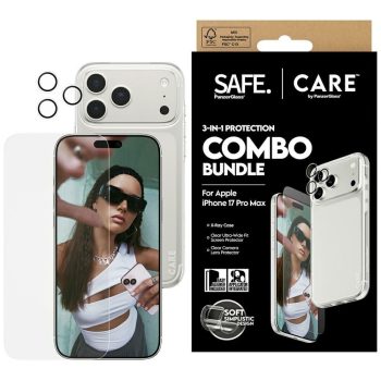   CARE by PanzerGlass Ftok, szürkeionable Combo 3in1 Case + Glass + Lens iPhone 17 Pro Max tok, átlátszó