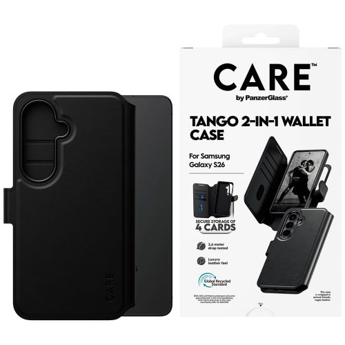 CARE by PanzerGlass Tango 2in1 Wallet Samsung Galaxy S26 tok, fekete