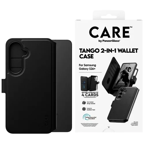 CARE by PanzerGlass Tango 2in1 Wallet Samsung Galaxy S26 Plus tok, fekete