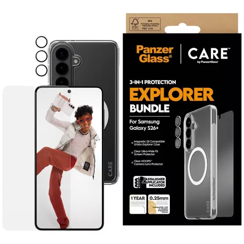 CARE by PanzerGlass 3in1 tok+edzett üvegfólia+kameravédő szett Samsung Galaxy S26+