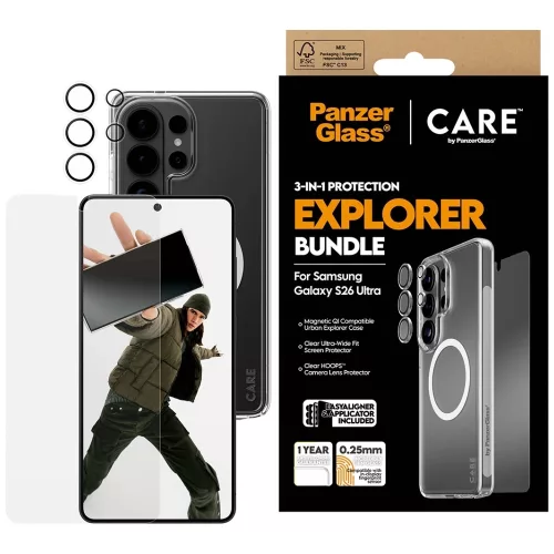 CARE by PanzerGlass 3in1 tok+edzett üvegfólia+kameravédő szett Samsung Galaxy S26 Ultra