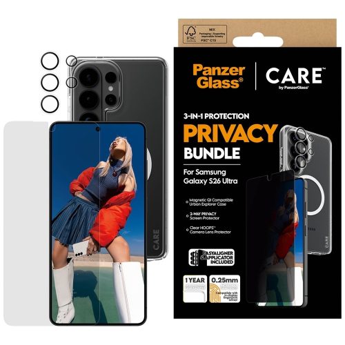 CARE by PanzerGlass Privacy 3in1 tok+edzett üvegfólia+kameravédő szett Samsung Galaxy S26 Ultra