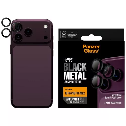 Ceramic Lens Protector PanzerGlass Hoops iPhone 18 Pro / 18 Pro Max kameravédő, fekete