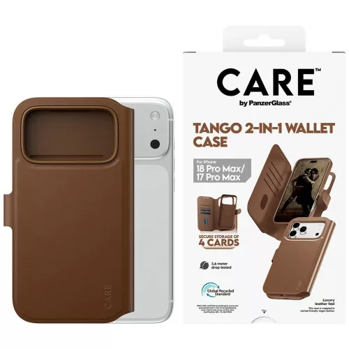 Care by PanzerGlass Tango 2 az 1-ben Wallet MagSafe iPhone 18 Pro Max / 17 Pro Max (CR20458) tok, barna