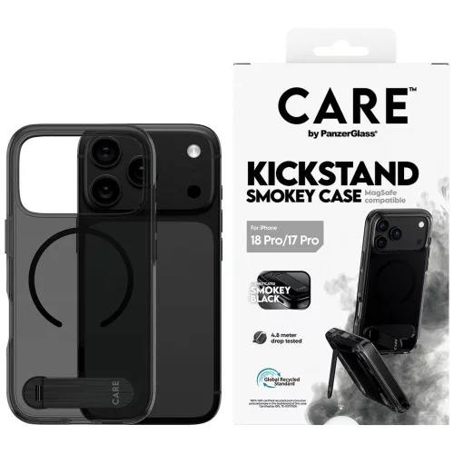 Care by PanzerGlass Kickst w. Black MagSafe Smokey iPhone 18 Pro / 17 Pro (CR23365) tok, szürke