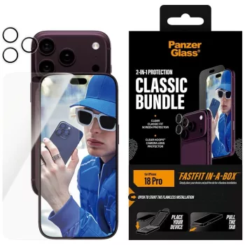   Bundle PanzerGlass Classic 2 az 1-ben w. Fastfit in-a-box Glass+Lens iPhone 18 Pro (PG67684) kameravédő