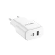 Forever TC-01-20AC PD QC hálózati töltő 1x USB-C 1x USB 20W, fehér