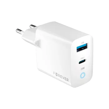   Forever TC-06-20AC PD QC hálózati töltő 1x USB-C 1x USB 20W, fehér
