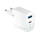 Forever TC-06-33AC GaN PD QC hálózati töltő 1x USB-C 1x USB 33W, fehér