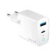 Forever TC-06-45AC GaN PD QC hálózati töltő 1x USB-C 1x USB 45W, fehér