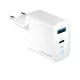 Forever TC-06-65AC GaN PD QC hálózati töltő 1x USB-C 1x USB 65W, fehér