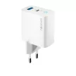 Forever TC-06-65AC GaN PD QC hálózati töltő 1x USB-C 1x USB 65W, fehér