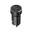 Forever CC-06 PD QC autós töltő 1x USB-C 1x USB 20W, fekete + USB-C - USB-C kábel 60W