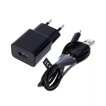   Maxlife MXTC-01 hálózati töltő 1x USB 1A, fekete + microUSB kábel