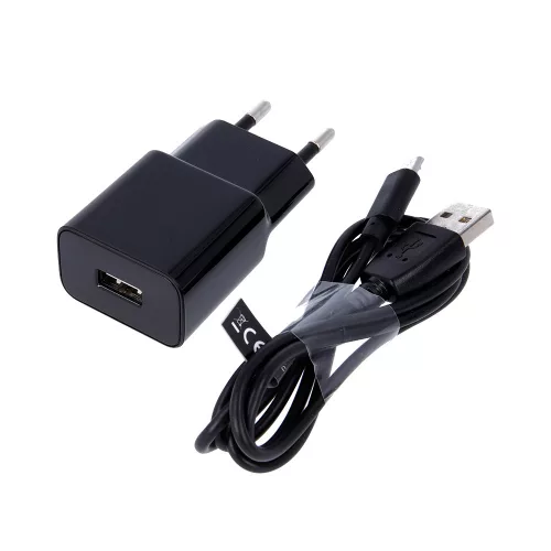 Maxlife MXTC-01 hálózati töltő 1x USB 1A, fekete + microUSB kábel