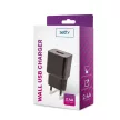 Setty hálózati töltő 1x USB 2,4A, fekete