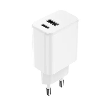 Setty hálózati töltő 1x USB + USB-C 3A 20W, fehér