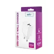 Setty hálózati töltő 1x USB + USB-C 3A 20W, fehér