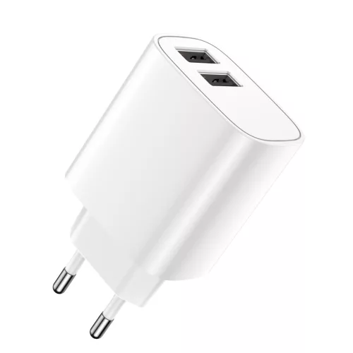 Forever hálózati töltő 2xUSB 2,4A LS-03, fehér