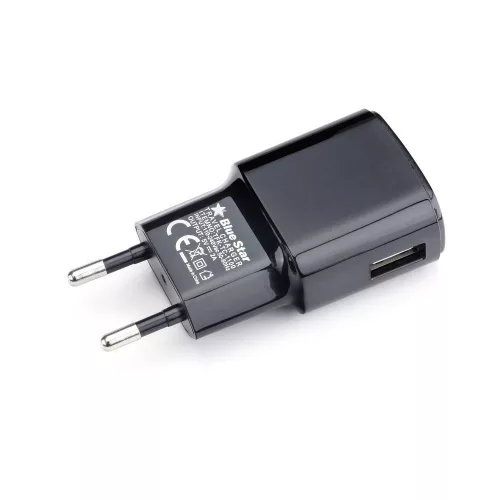 Blue Star hálózati töltő 2A 10W USB A + kábel USB A - Micro USB TFK-TC-1100B, fekete