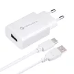 FORCELL F-ENERGY TFK-TC-1099 hálózati töltő USB A + kábel USB A to Type C QC3.0 2,4A 18W, fehér
