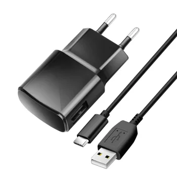   Blue Star hálózati töltő 2A 10W USB A + kábel USB A - Type C TFK-TC-1100B, fekete