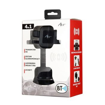   Autós tartó 4in1 (transmiter FM + wireles charger 10W + car speaker) MP3TR FM-09