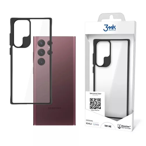 3MK SatinArmor + tok Samsung Galaxy S22 Ultra Military Grade ütésálló tok, átlátszó