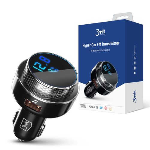 3MK Hyper autós töltő Transmiter FM - 2xUSB-A + 1 czytnik kart TF + , bluetooth