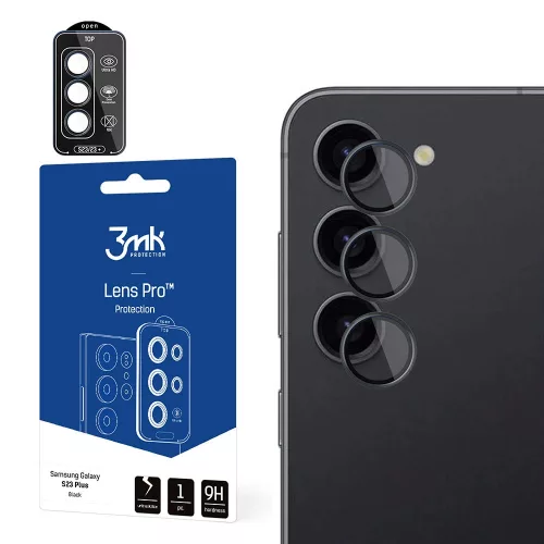 3MK Lens Protection Pro Samsung Galaxy S23 Plus, kamera védőfólia rögzítőkerettel 1db, fekete