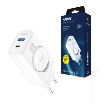   3mk Hardy Charger 33W 1x USB-A/USB-C hálózati töltő iPhone/Apple Watch PD QC-hez, fehér