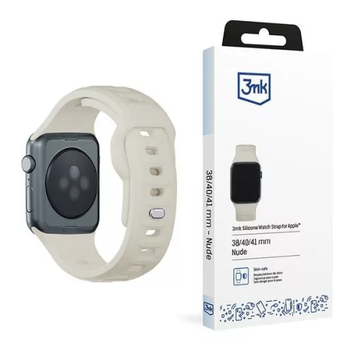 3MK szilikon óraszíj Apple Watch 38/40/41mm, bézs
