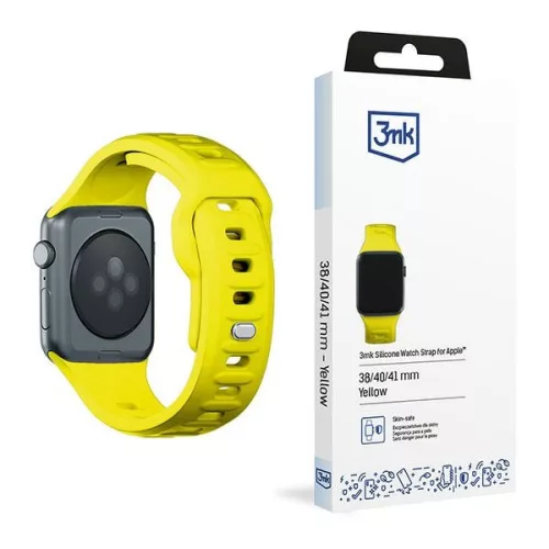 3MK szilikon óraszíj, Apple Watch 38/40/41mm, sárga