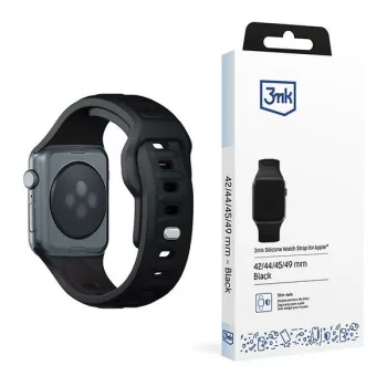 3MK szilikon óraszíj Apple Watch 42/44/45/49mm, fekete