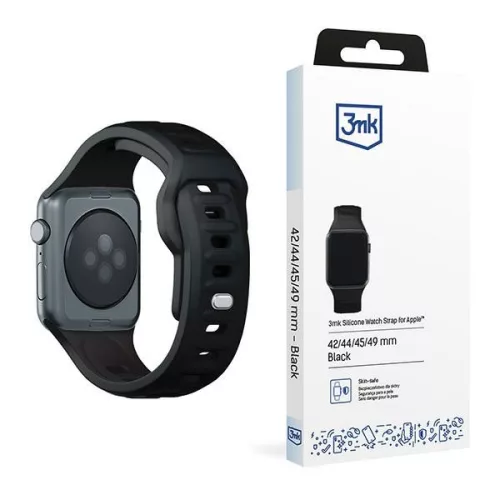 3MK szilikon óraszíj Apple Watch 42/44/45/49mm, fekete