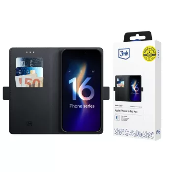   3MK Wallet Case iPhone 16 Pro Max 6.9" oldalra nyíló tok, fekete