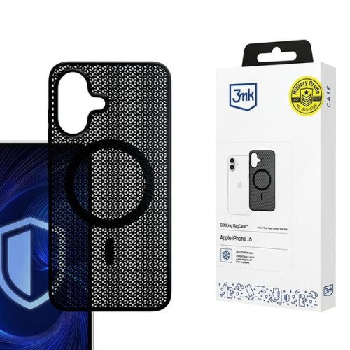 3MK COOLing MagCase iPhone 16 tok, fekete