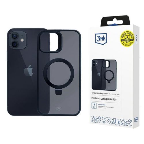 3MK Smoke Case iPhone 12/12 Pro Magsafe & Stand tok, fekete