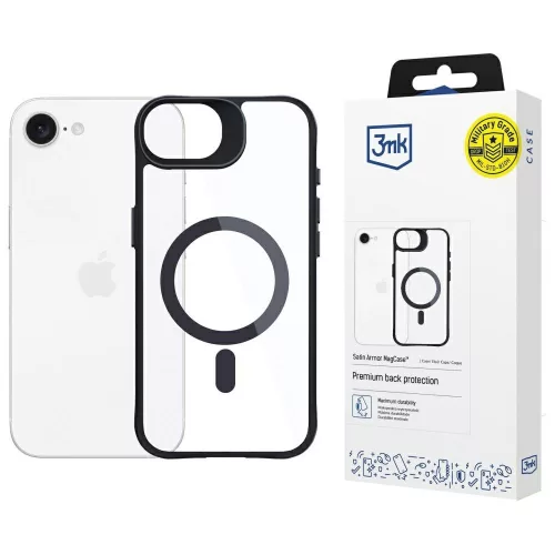 3MK Satin Armor MagCase Apple iPhone 16E tok, átlátszó-fekete