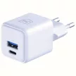 3MK hálózati töltő Hyper GaN Charger 20W 1xUSB-A 1XUSB-C PD QC4+, fehér