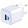3MK hálózati töltő Hyper GaN Charger 20W 1xUSB-A 1XUSB-C PD QC4+, fehér