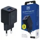 3MK hálózati töltő Hyper GaN Charger 20W 1xUSB-A 1XUSB-C PD QC4+, fekete