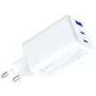 3MK hálózati töltő Hyper GaN Charger 65W 1xUSB-A 2xUSB-C PD QC4+, fehér